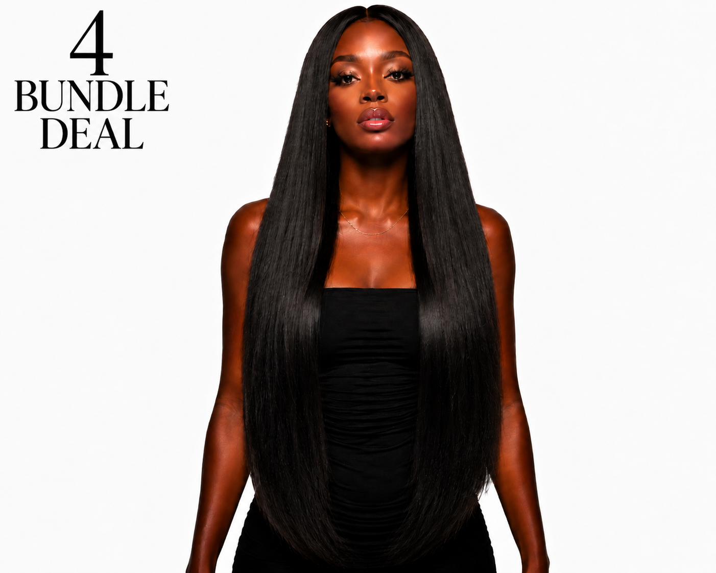 Raw Indian Natural Black Straight Bundle Deals (4 bundles)