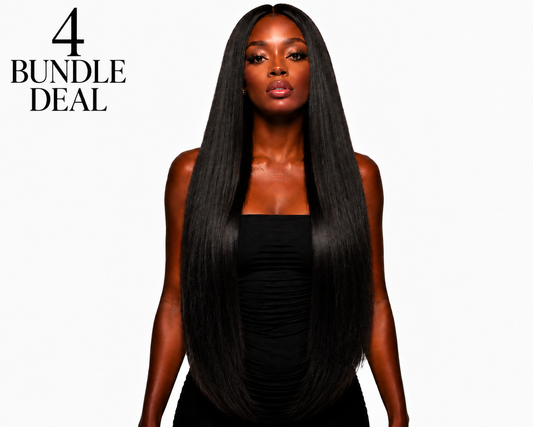 Raw Indian Natural Black Straight Bundle Deals (4 bundles)