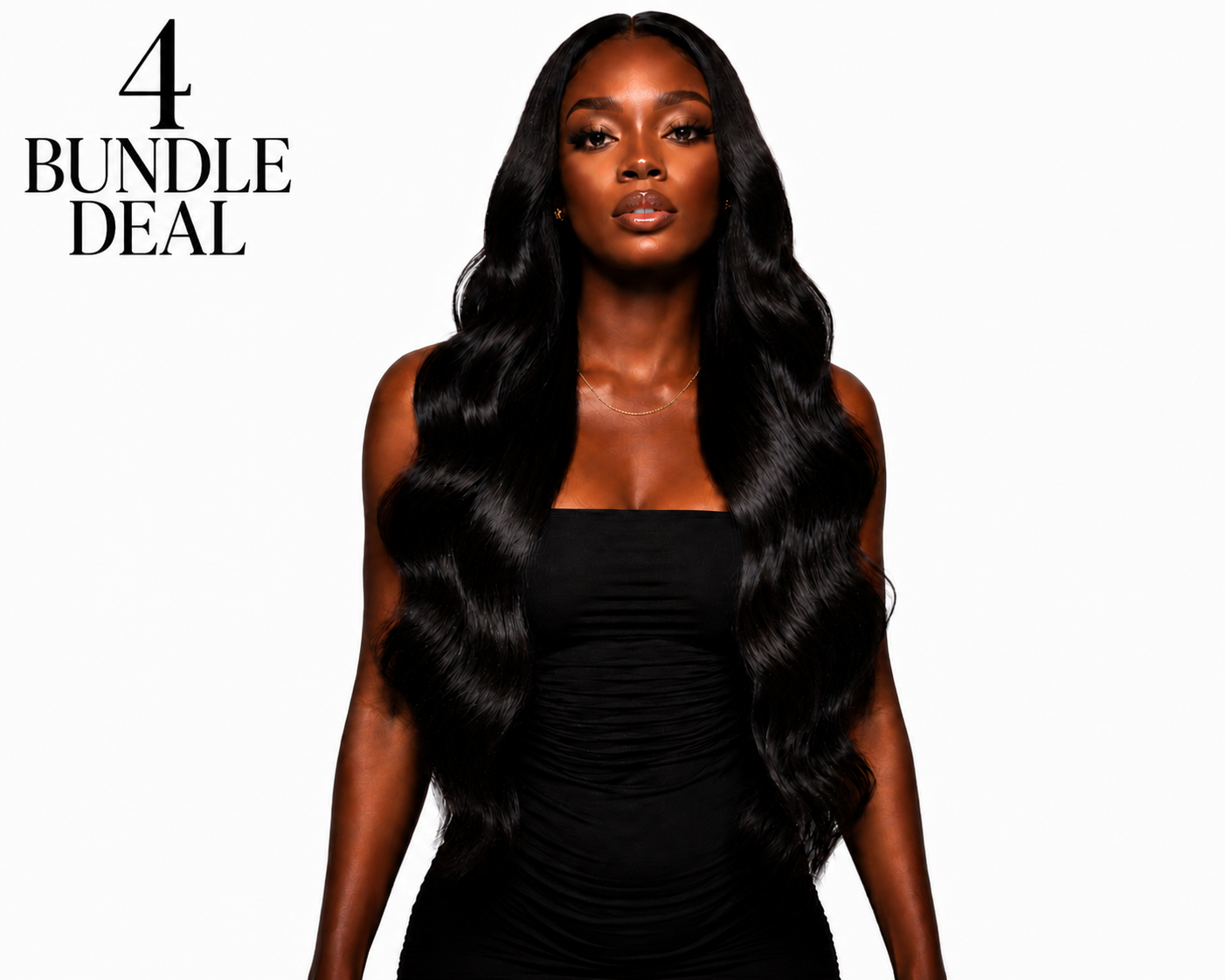Raw Indian Natural Black Wavy Bundle Deals (4 bundles)