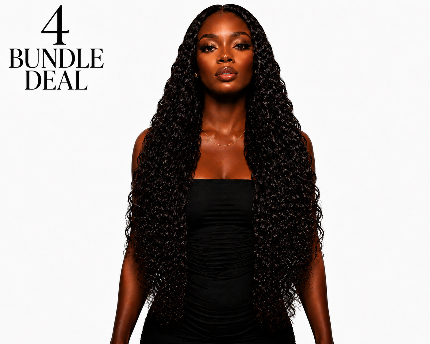 Raw Indian Natural Black Curly Bundle Deals (4 bundles)